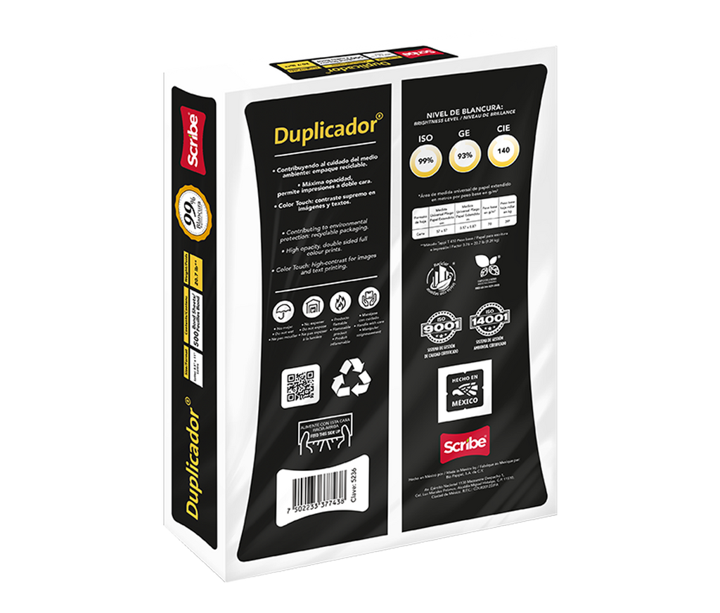Caja de Papel Bond Scribe Duplicador Carta 99% de Blancura 78g 5000 Hojas