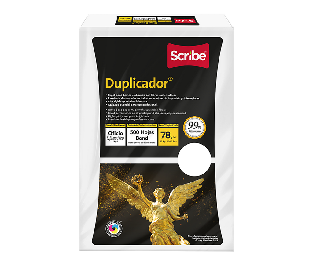 Caja de Papel Bond Scribe Duplicador Oficio 99% de Blancura 78g 5000 Hojas