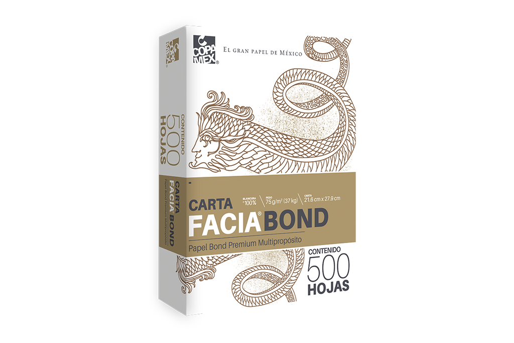 Caja de Papel Bond Facia Bond Carta 100% de Blancura 75g 5000 Hojas