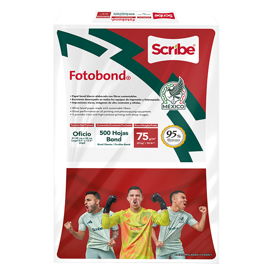 Caja de Papel Bond Scribe FotoBond Oficio 95% de Blancura 75g 5000 Hojas