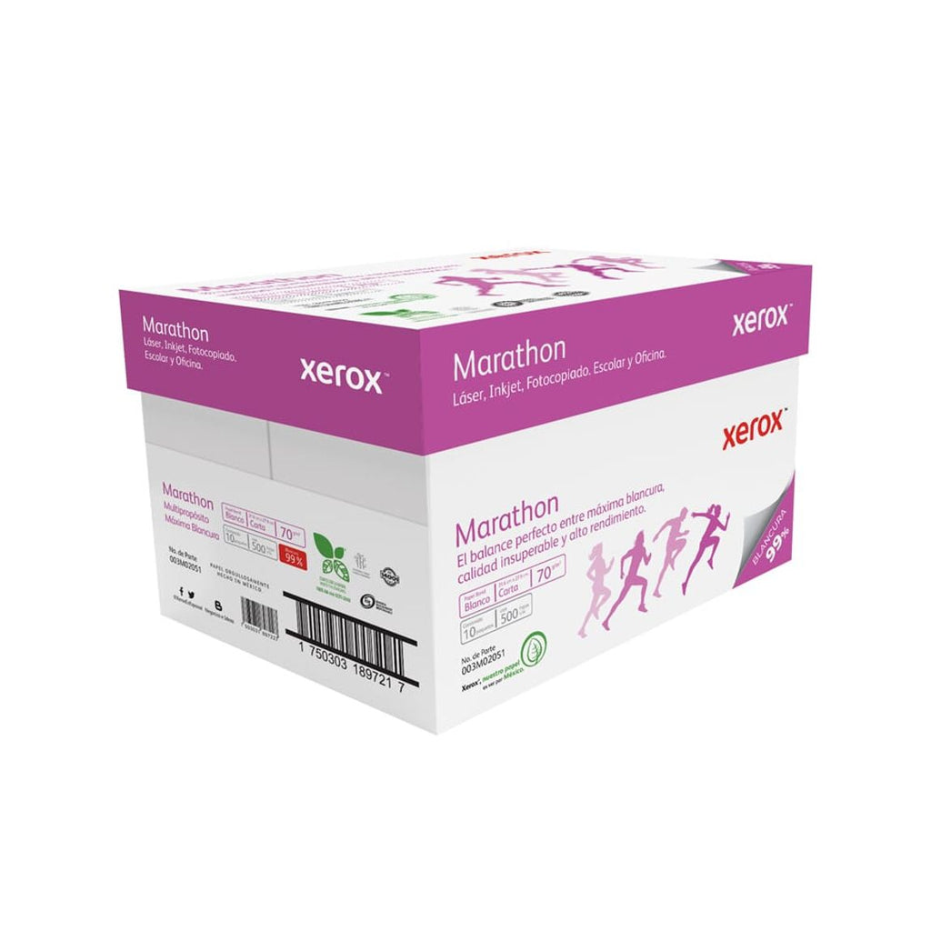 Caja de Papel Bond Xerox Marathon Carta 99% de Blancura 70g 5000 Hojas 003M02051