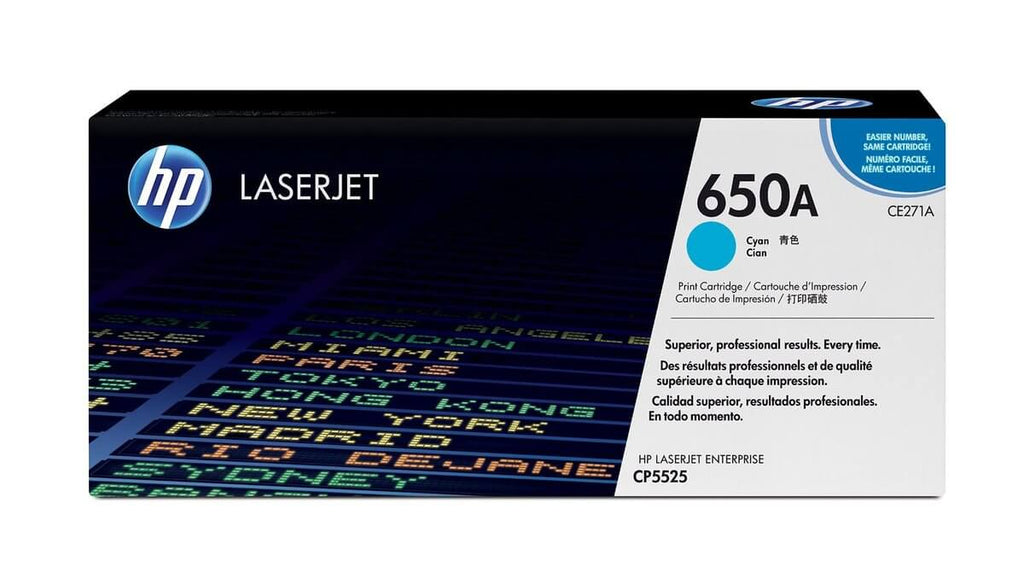 Cartucho de Tóner HP 650A Cian LaserJet Original CE271A
