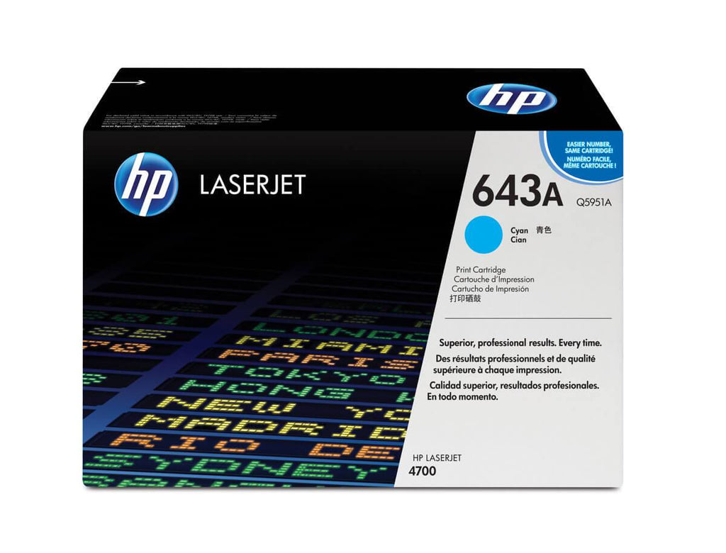 Cartucho de Tóner HP 643A Cian LaserJet Original Q5951A